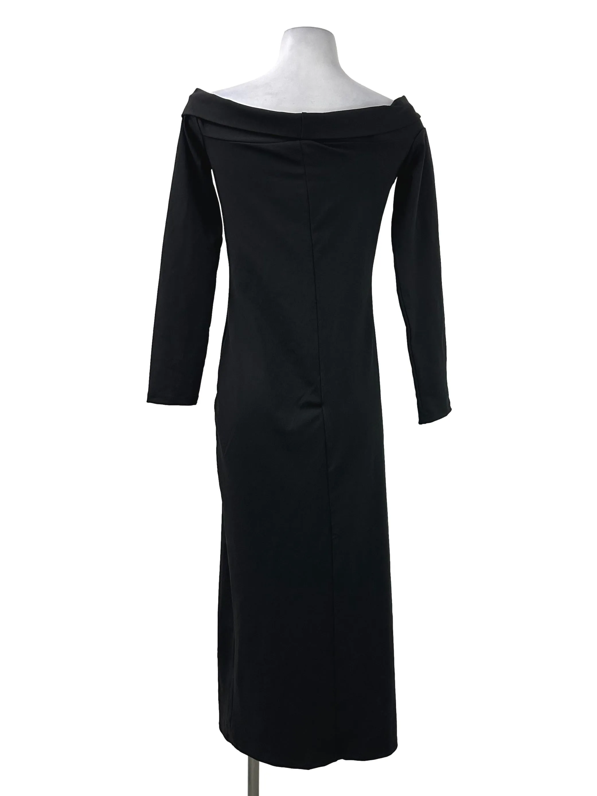 Black Ruched Off-Shoulder Dress