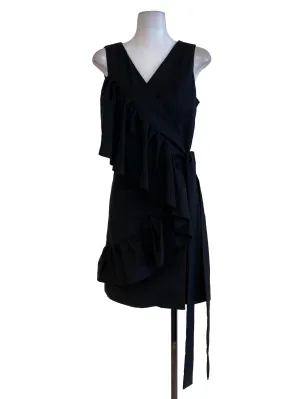 Black Ruffle Wrap Dress