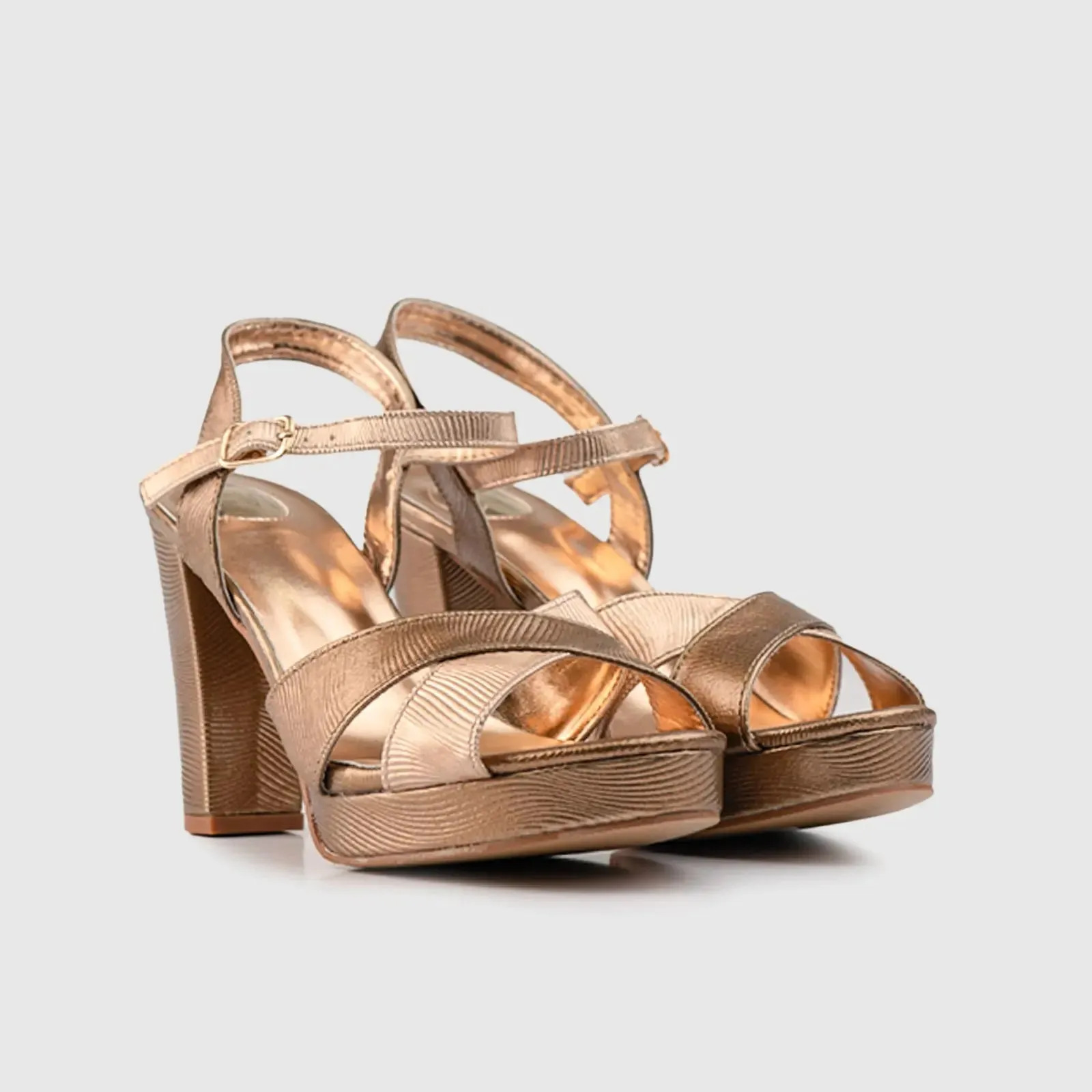 Block Heel Evening Sandal Bronze 01605
