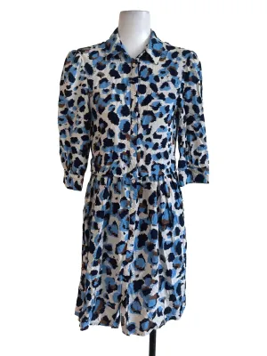 Blue Abstract Button Dress