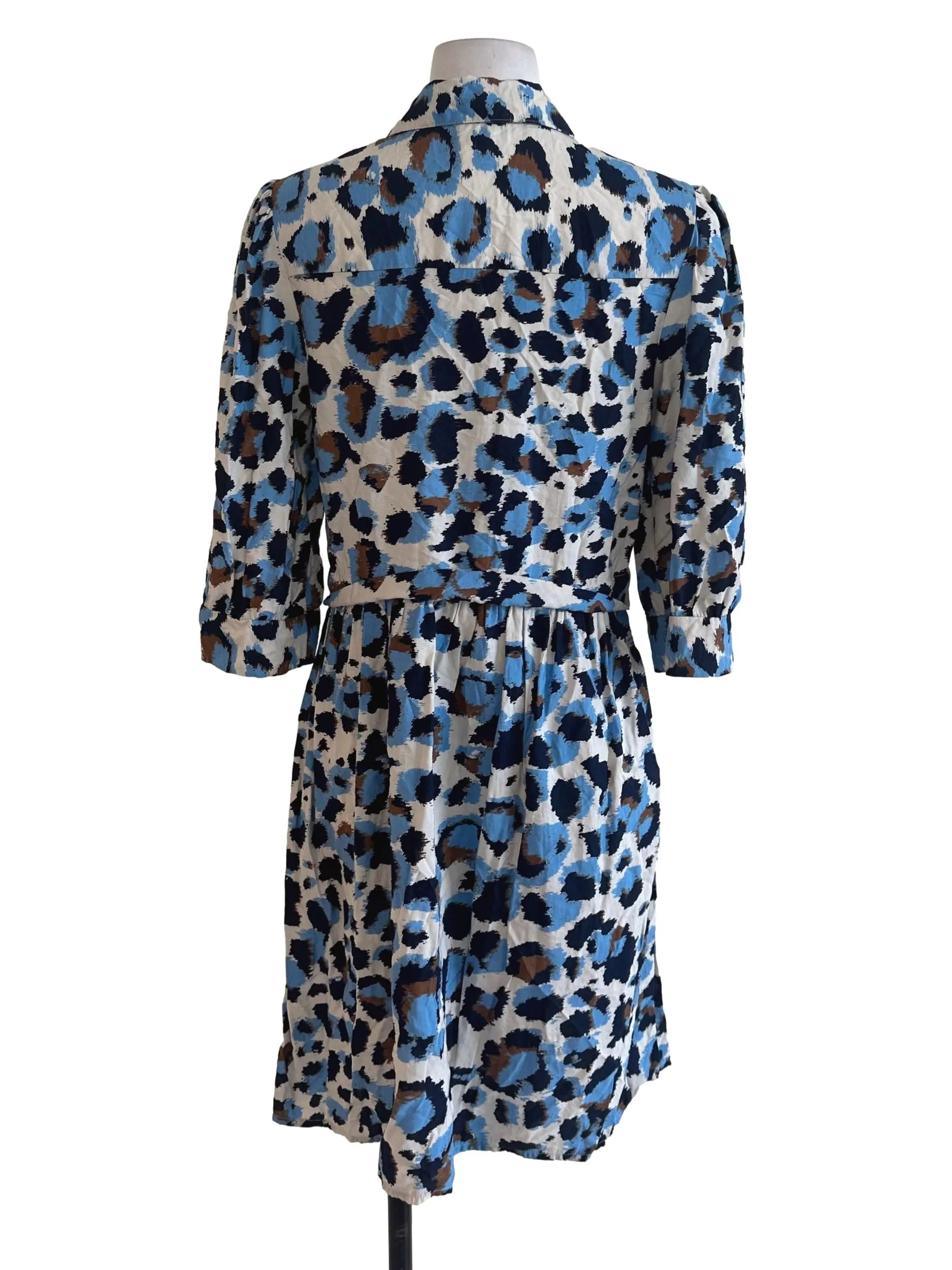 Blue Abstract Button Dress