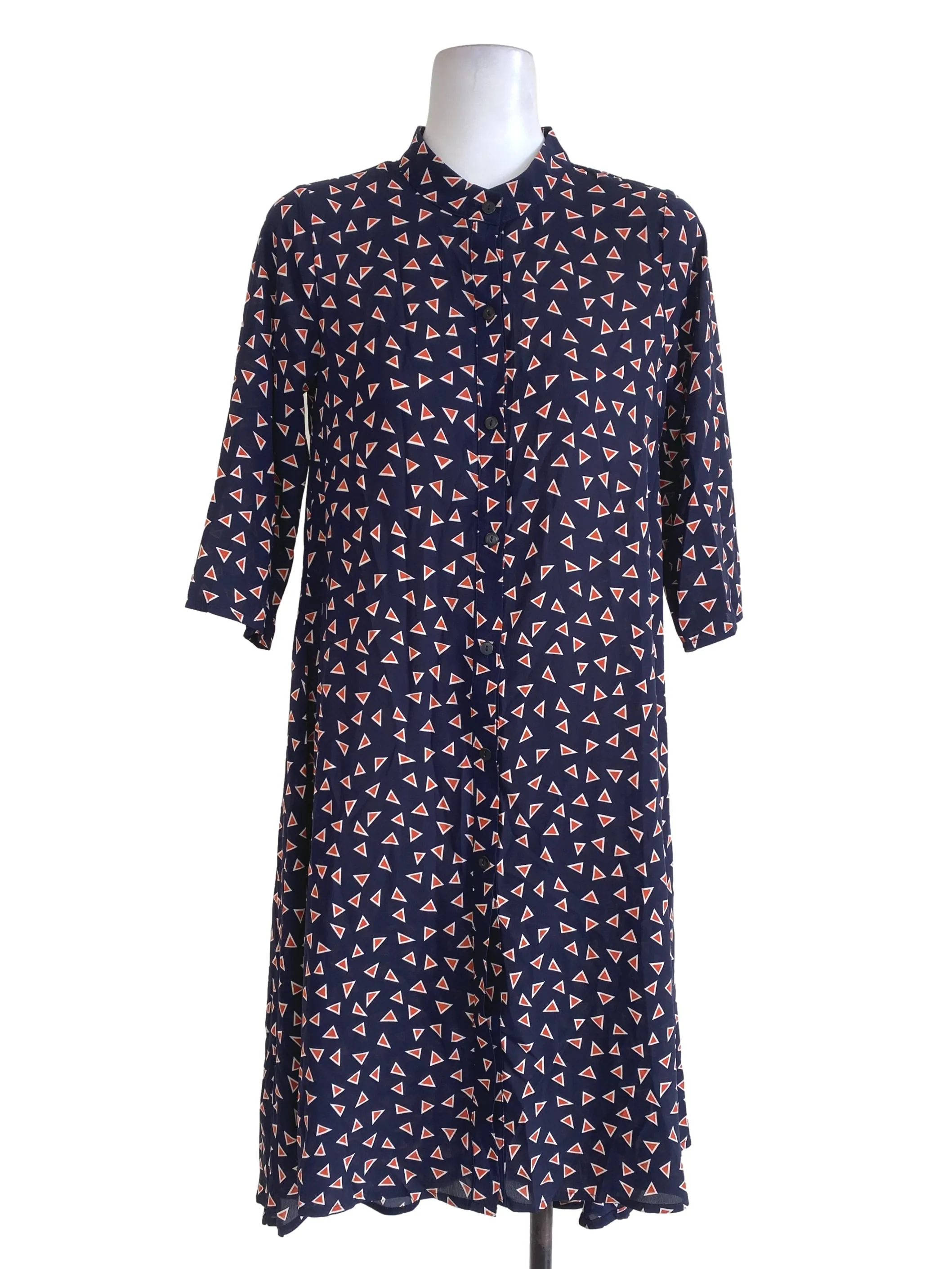 Blue Abstract Knee Length Dress