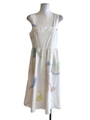 Blue Floral Round Neck Dress