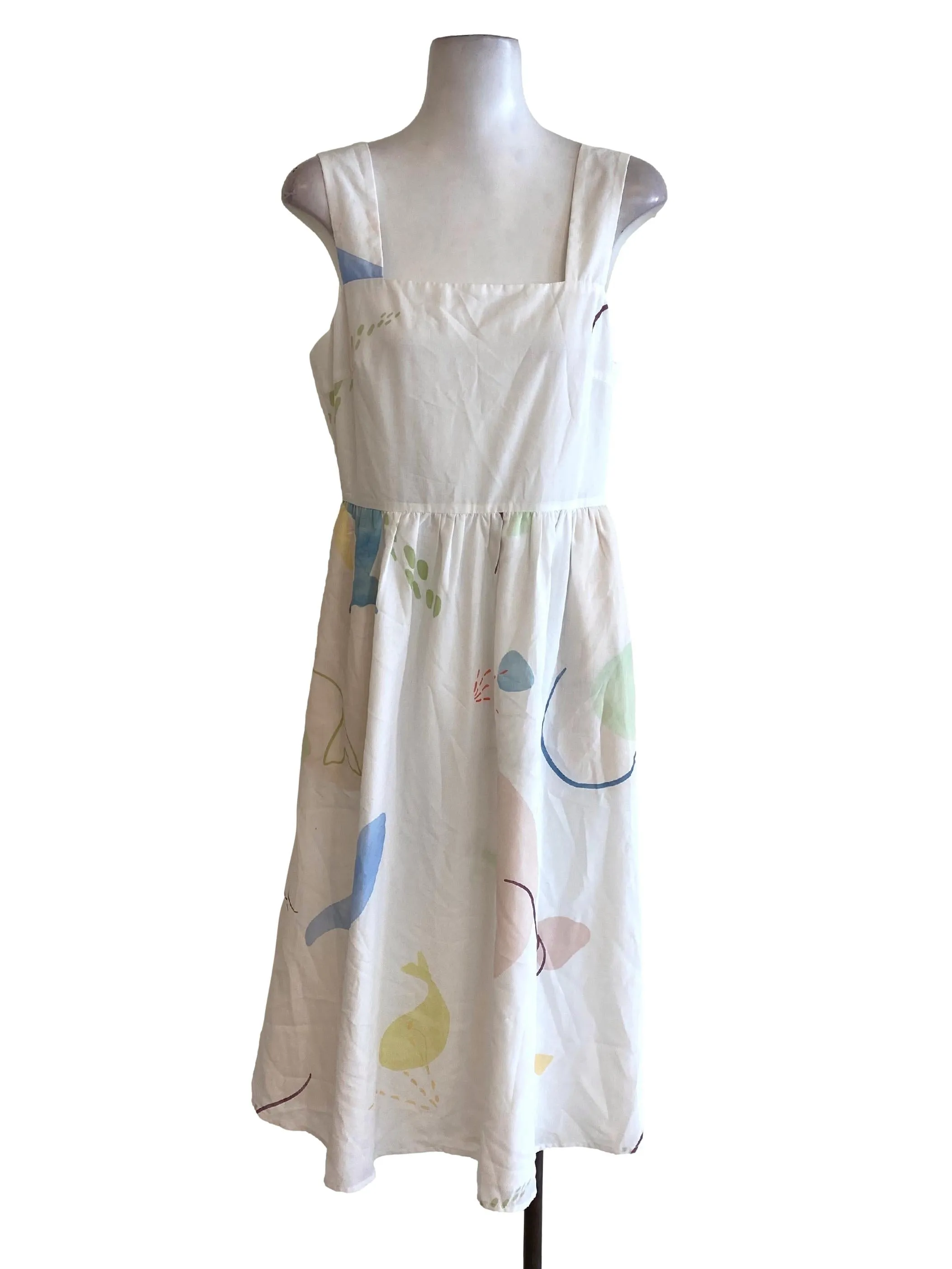 Blue Floral Round Neck Dress