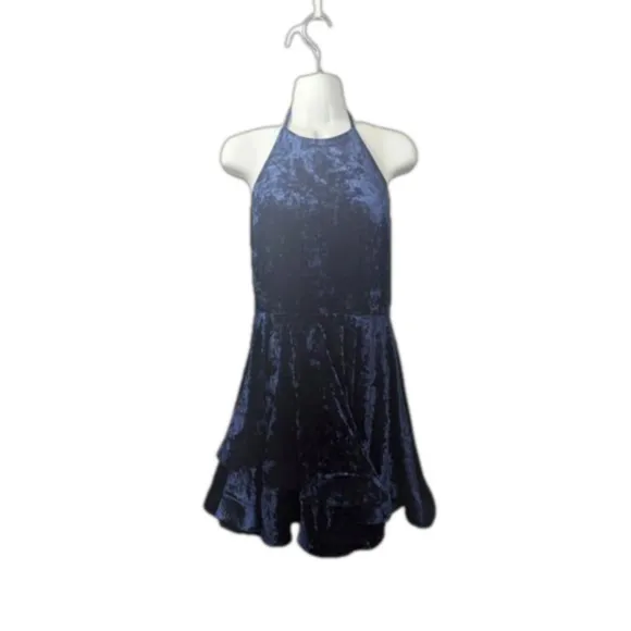 Blue halter top frilly dress