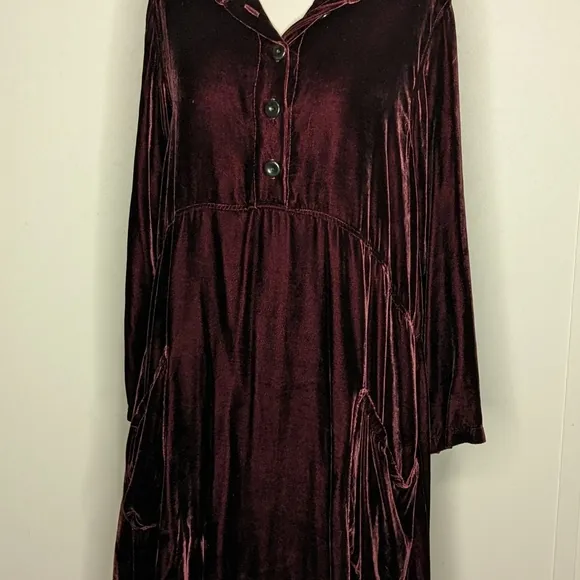 Bodil Rich Burgundy Red Velvet Dress  with Pockets XS