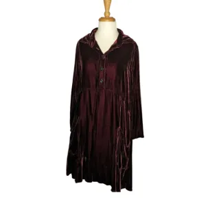 Bodil Rich Burgundy Red Velvet Dress  with Pockets XS