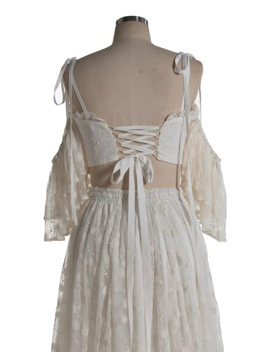 Boho 2 Piece Set Lace Dress for Photo Shoot Bohemian Maxi Dress for Weddings YW240085