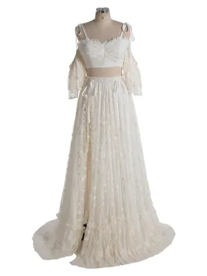 Boho 2 Piece Set Lace Dress for Photo Shoot Bohemian Maxi Dress for Weddings YW240085