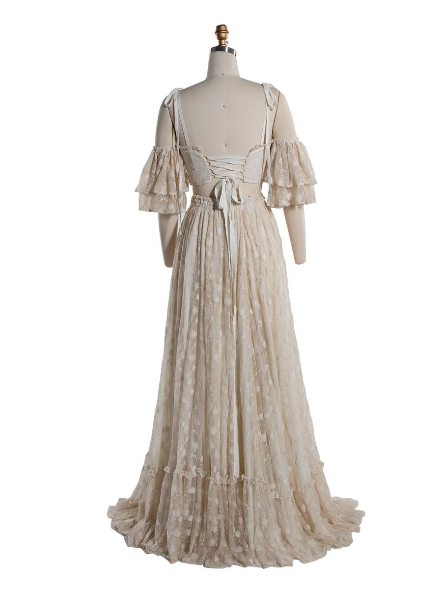 Boho 2 Piece Set Lace Dress for Photo Shoot Bohemian Maxi Dress for Weddings YW240085
