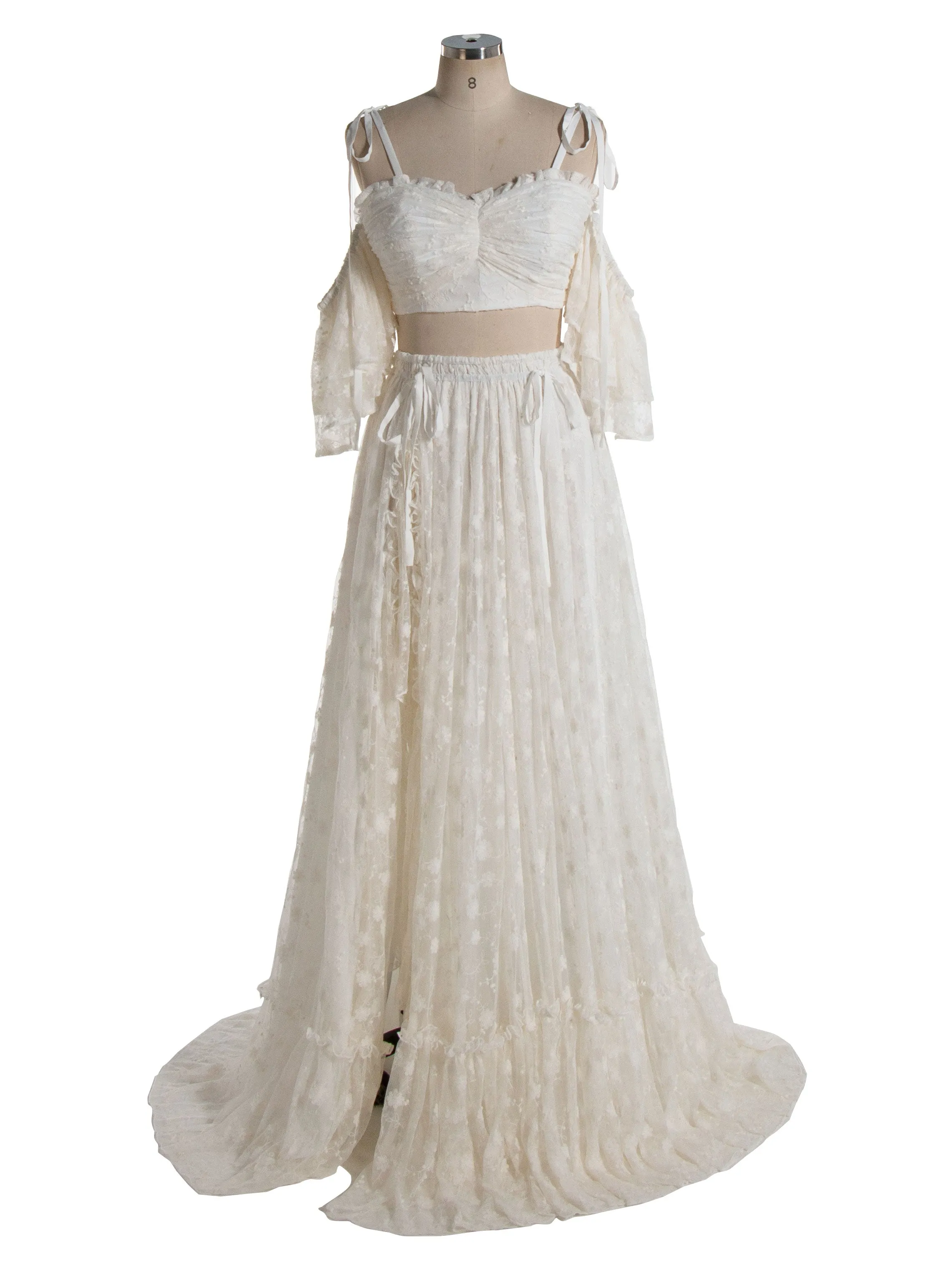 Boho 2 Piece Set Lace Dress for Photo Shoot Bohemian Maxi Dress for Weddings YW240085