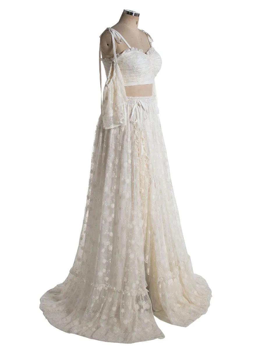 Boho 2 Piece Set Lace Dress for Photo Shoot Bohemian Maxi Dress for Weddings YW240085