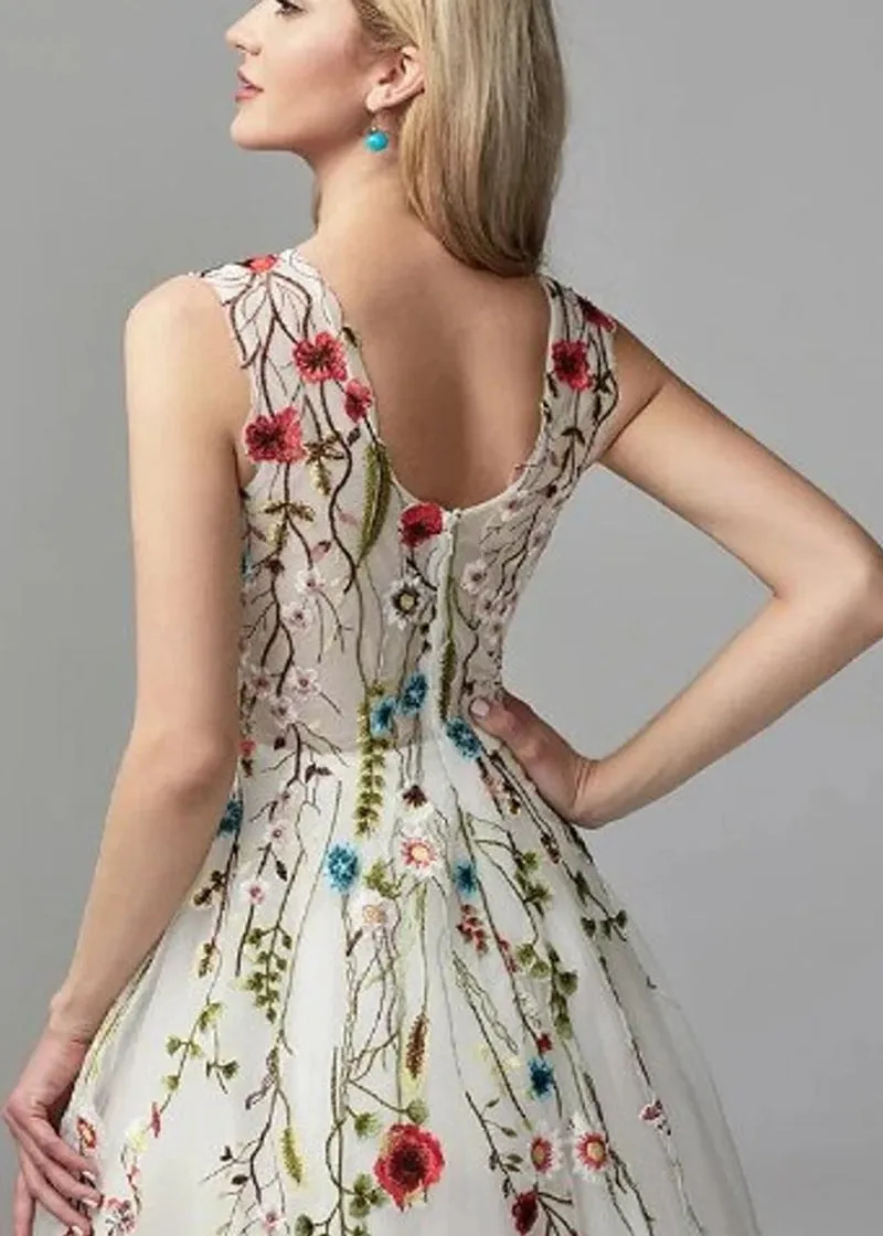 Boho Botanical Embroidery Lace Wedding Dress EN3041