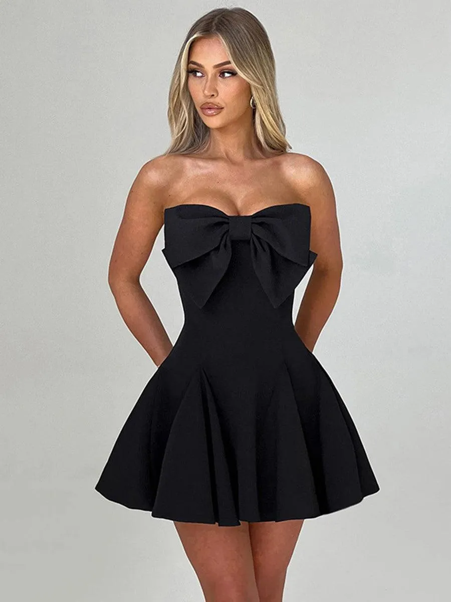Bowknot Strapless Party Little Black Dress MYC1021