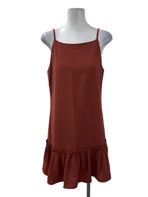 Brick Orange Sleeveless Dropwaist Dress