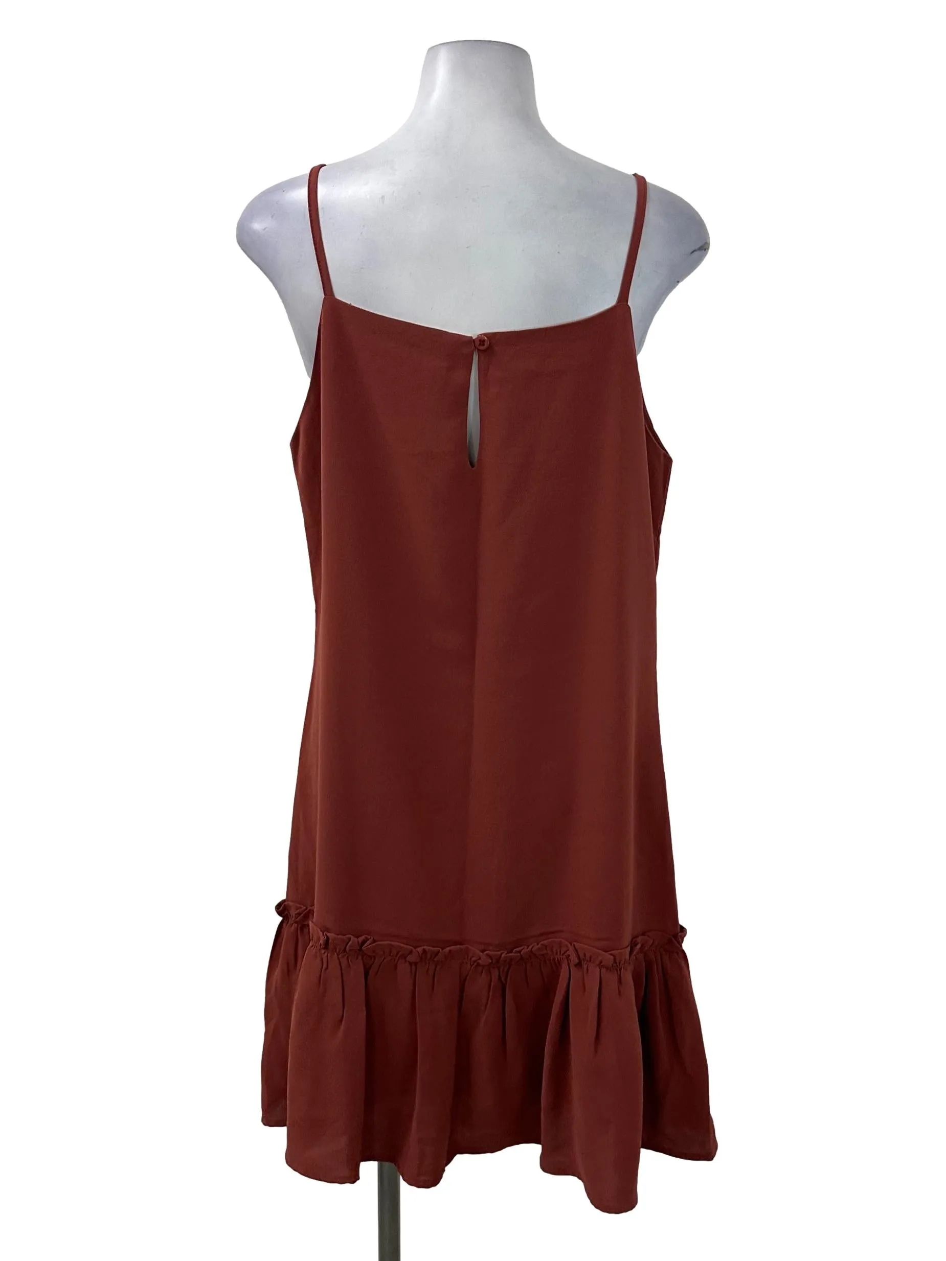 Brick Orange Sleeveless Dropwaist Dress