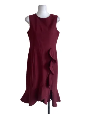 Brick Red Drop Ruffled Sheath Dress