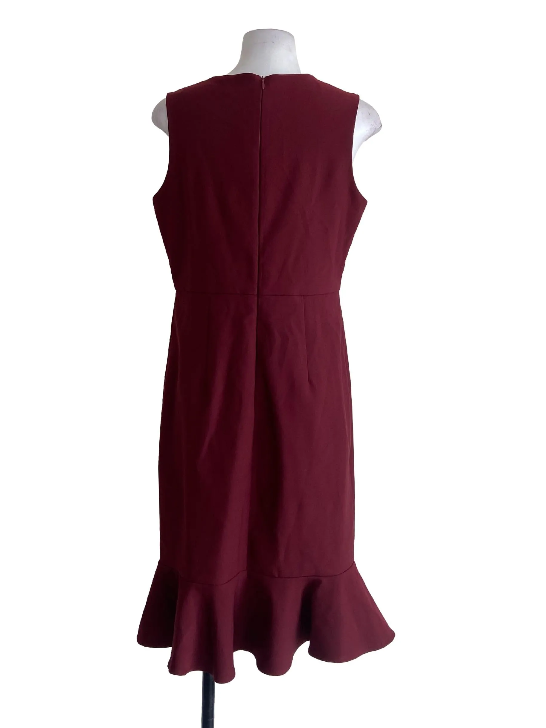 Brick Red Drop Ruffled Sheath Dress