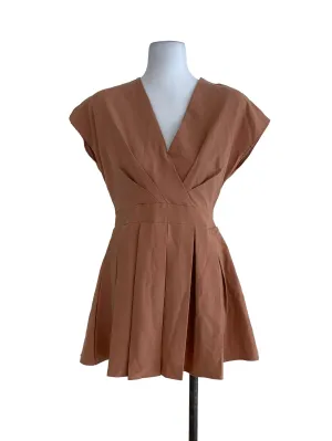 Brown Plain A-Line Dress