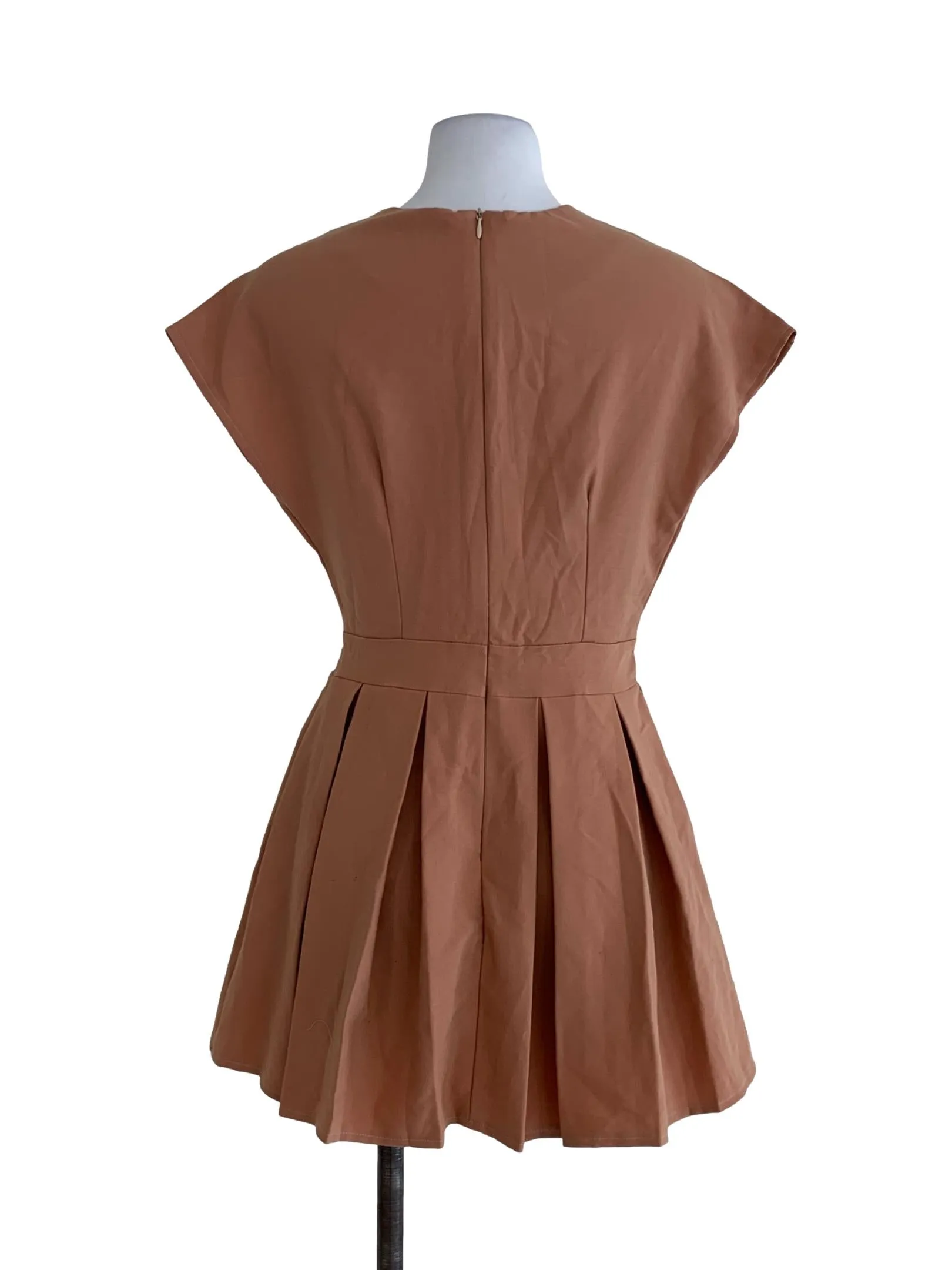 Brown Plain A-Line Dress