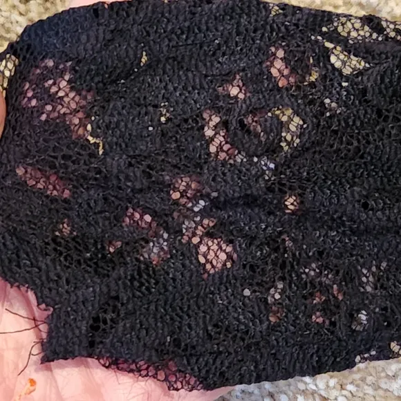 CAbi Lace Illusion Cocktail Dress Size  Small Colors Black and Nude