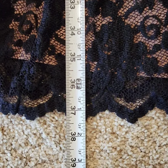 CAbi Lace Illusion Cocktail Dress Size  Small Colors Black and Nude