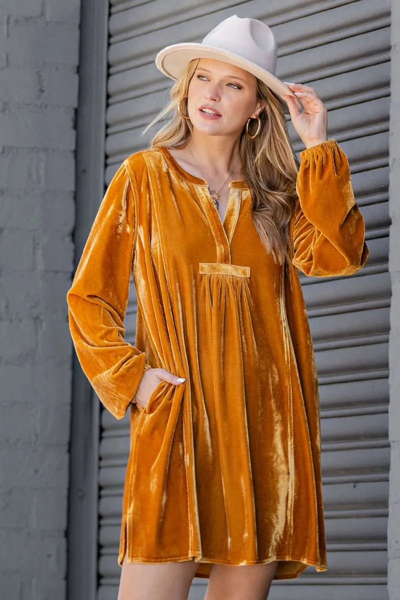 Camel Velvet Dress