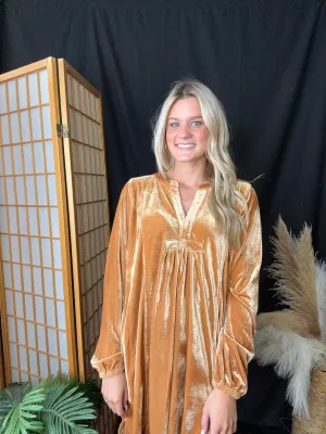 Camel Velvet Dress