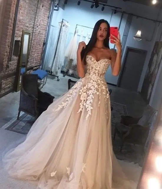 Charming Champagne Dress with Ivory Appliques