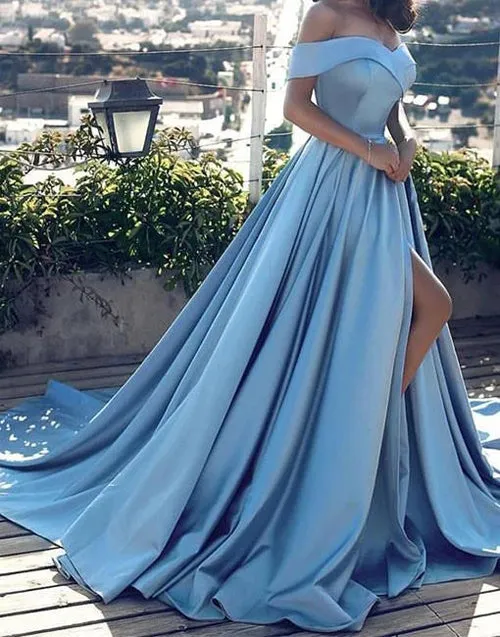 Cheap Off-the-shoulder Long Sweep/Brush Train Prom Dress/Evening Dress,MP580