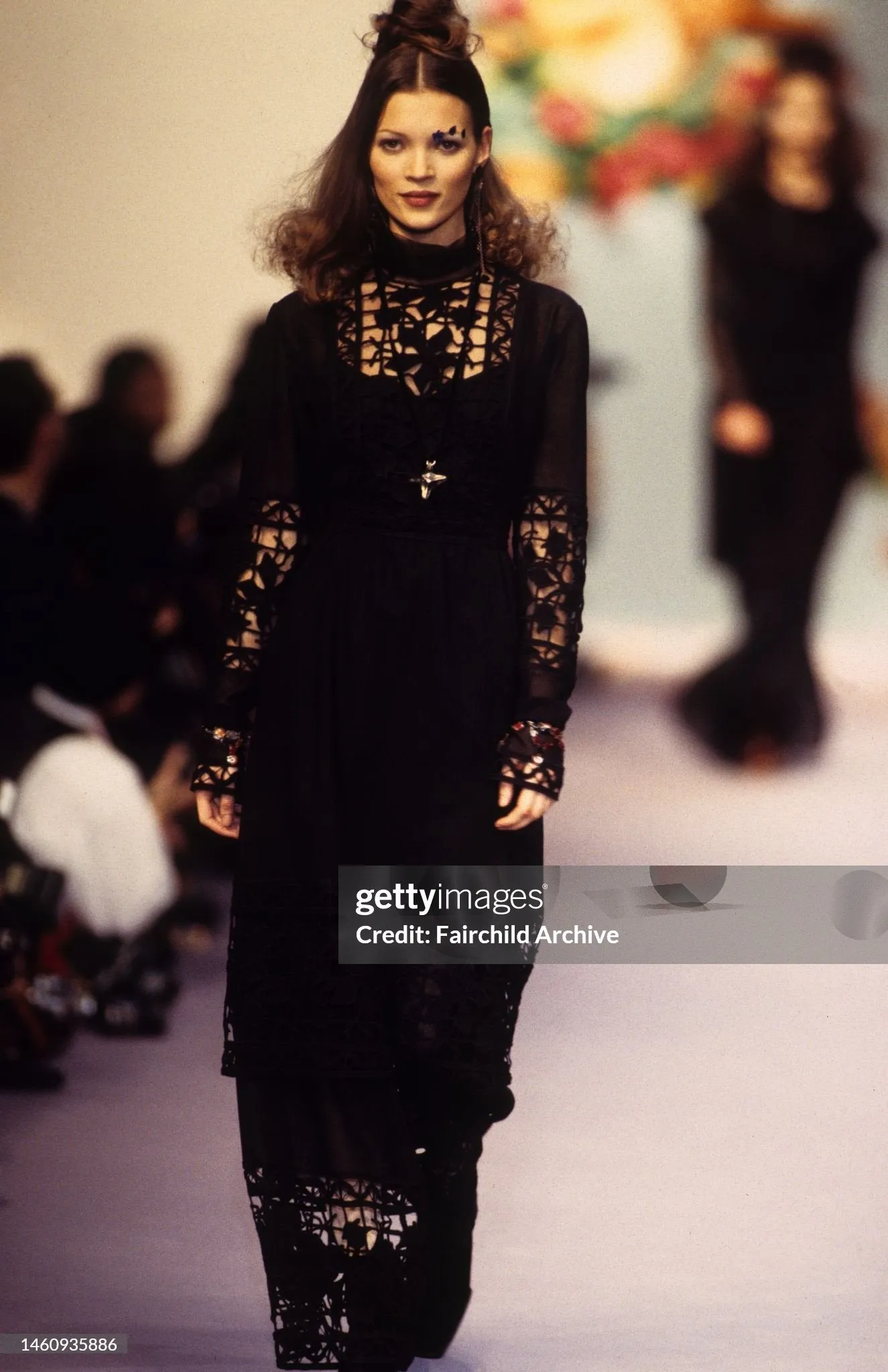 Chloe A/W 1993 Black Velvet & Crochet Neo-Victorian 2 Piece Dress
