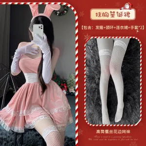 Christmas Velvet Lace Bunny Dress