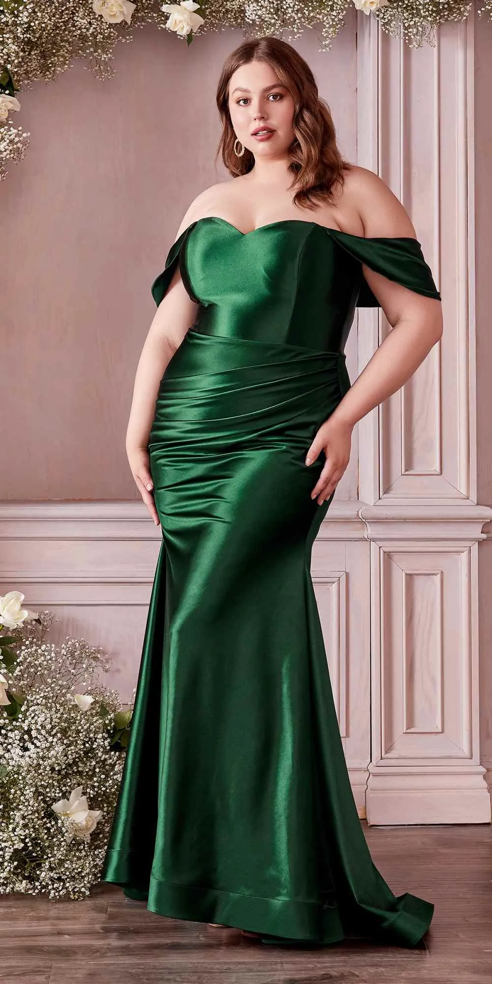 Cinderella Divine CH163C Strapless Off the Shoulder Fitted Gown
