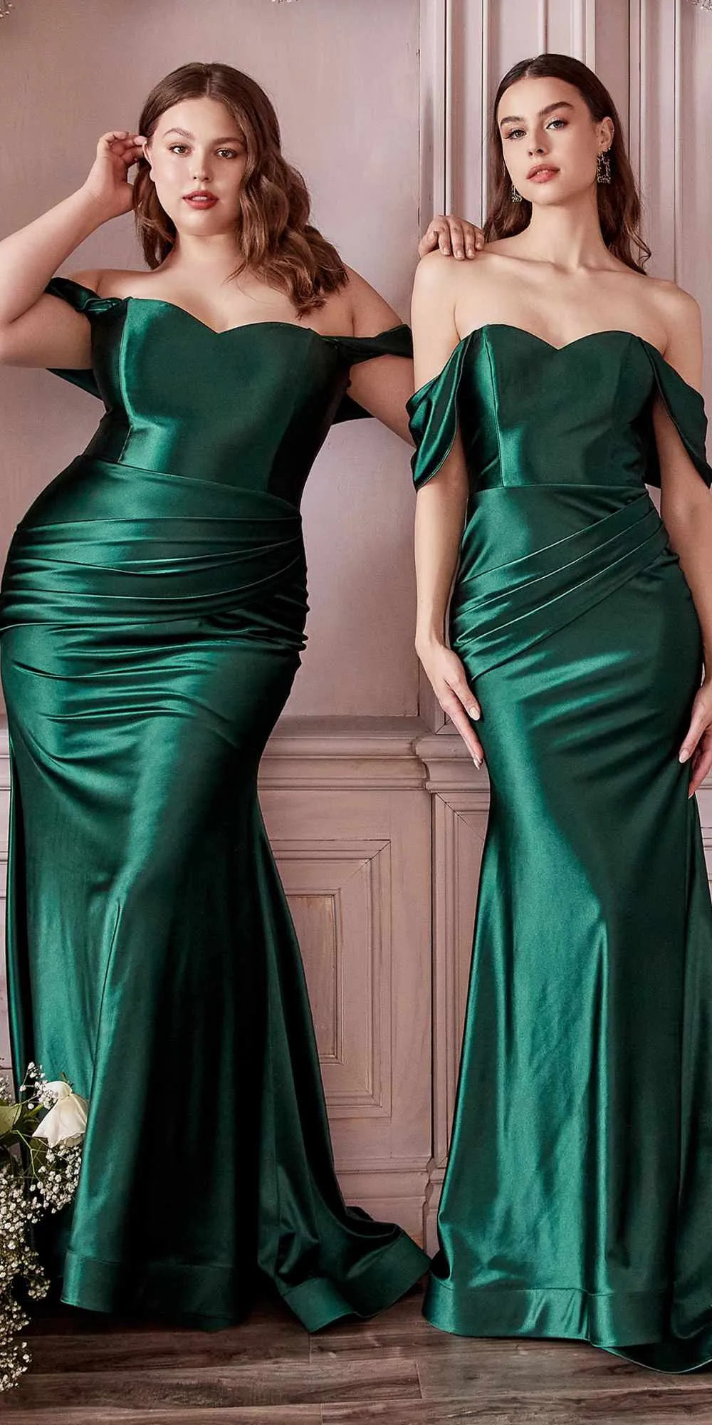 Cinderella Divine CH163C Strapless Off the Shoulder Fitted Gown