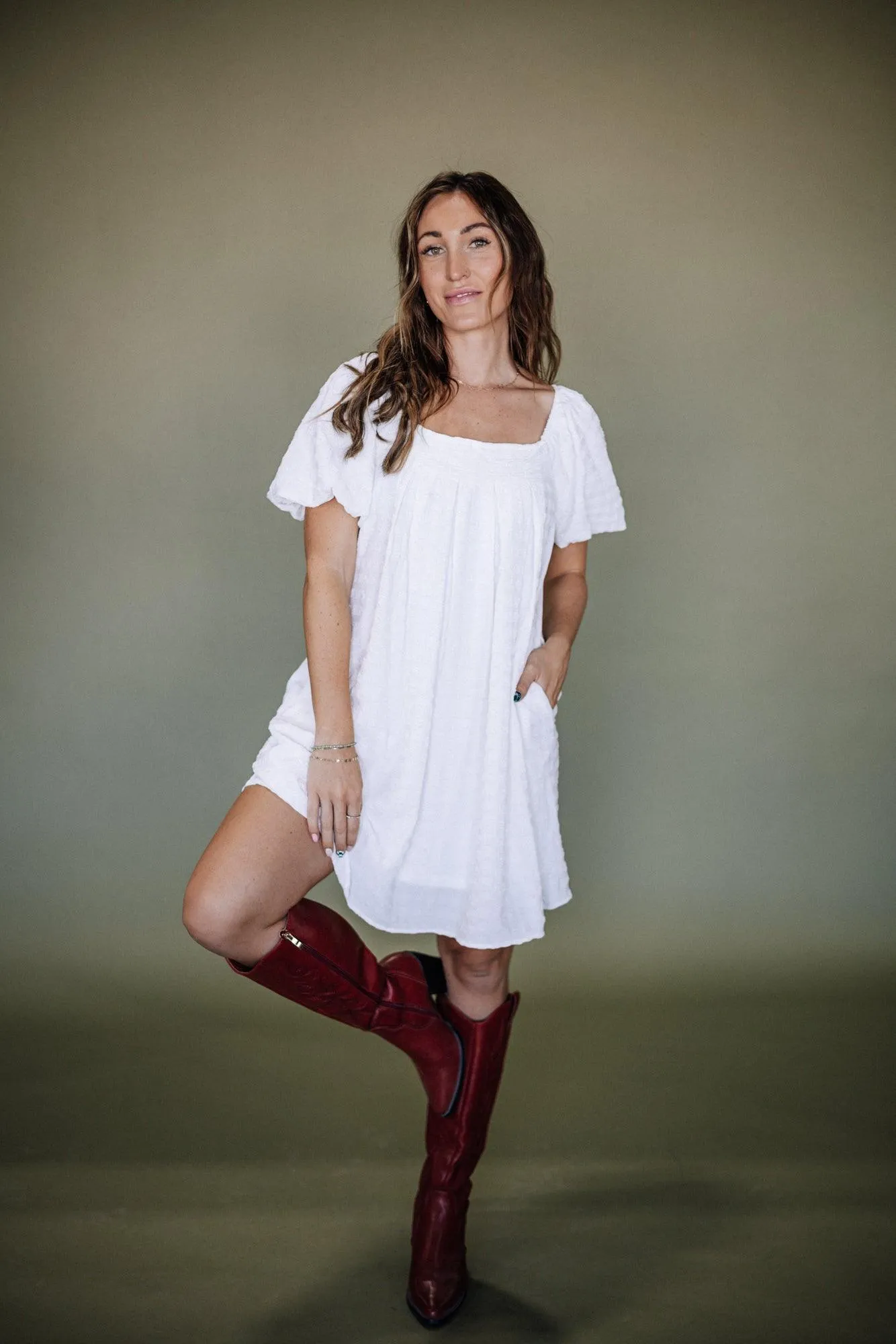 Cindi Short Puff Sleeve Mini Dress