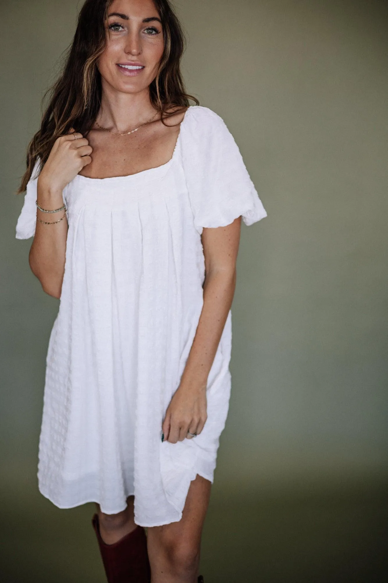 Cindi Short Puff Sleeve Mini Dress