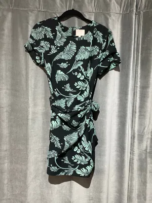 Cinq a sept Short Sleeve Tie-Side Palm Print Mini Dress