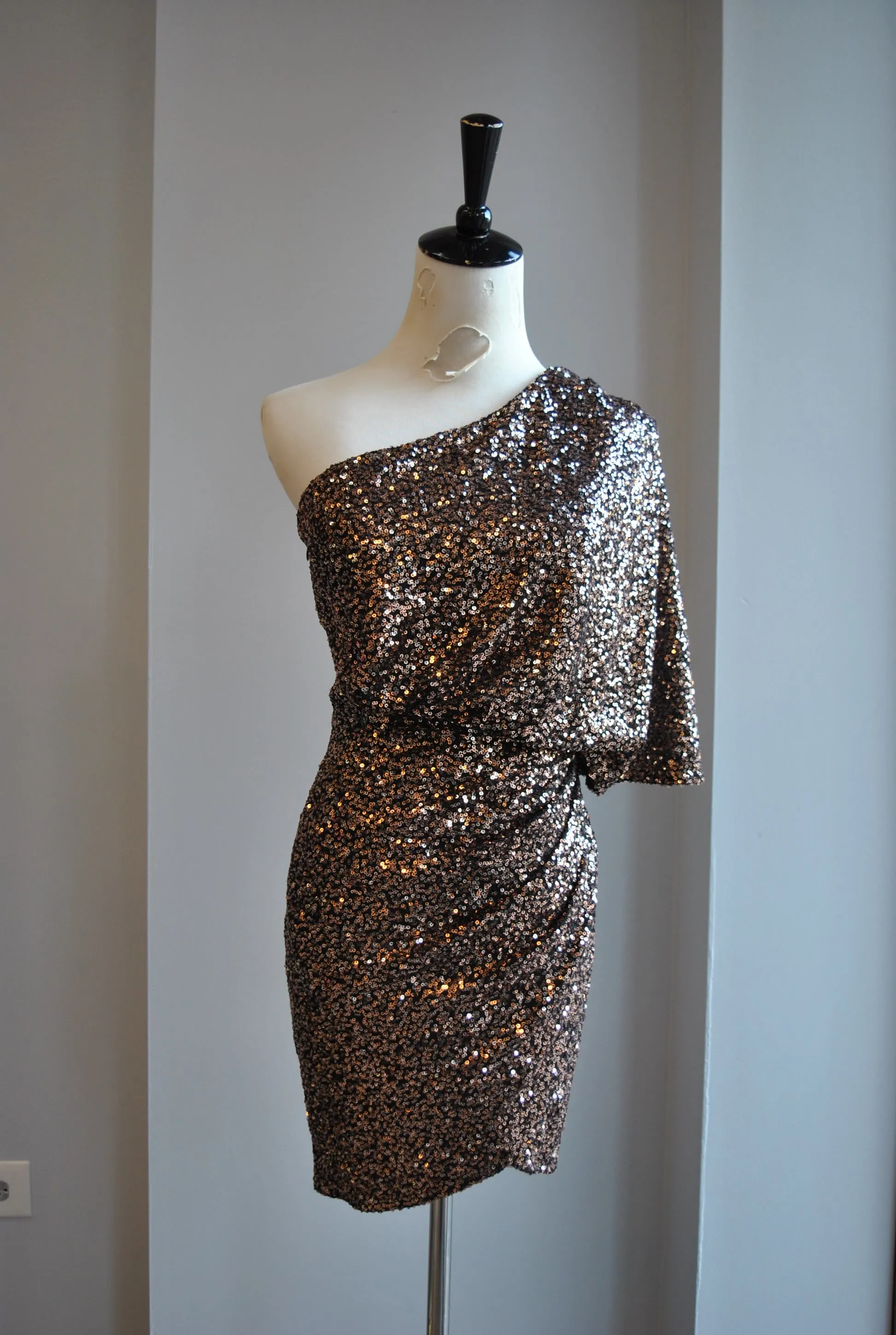 CLEARANCE - BRONZE SEQUIN MINI PARTY DRESS
