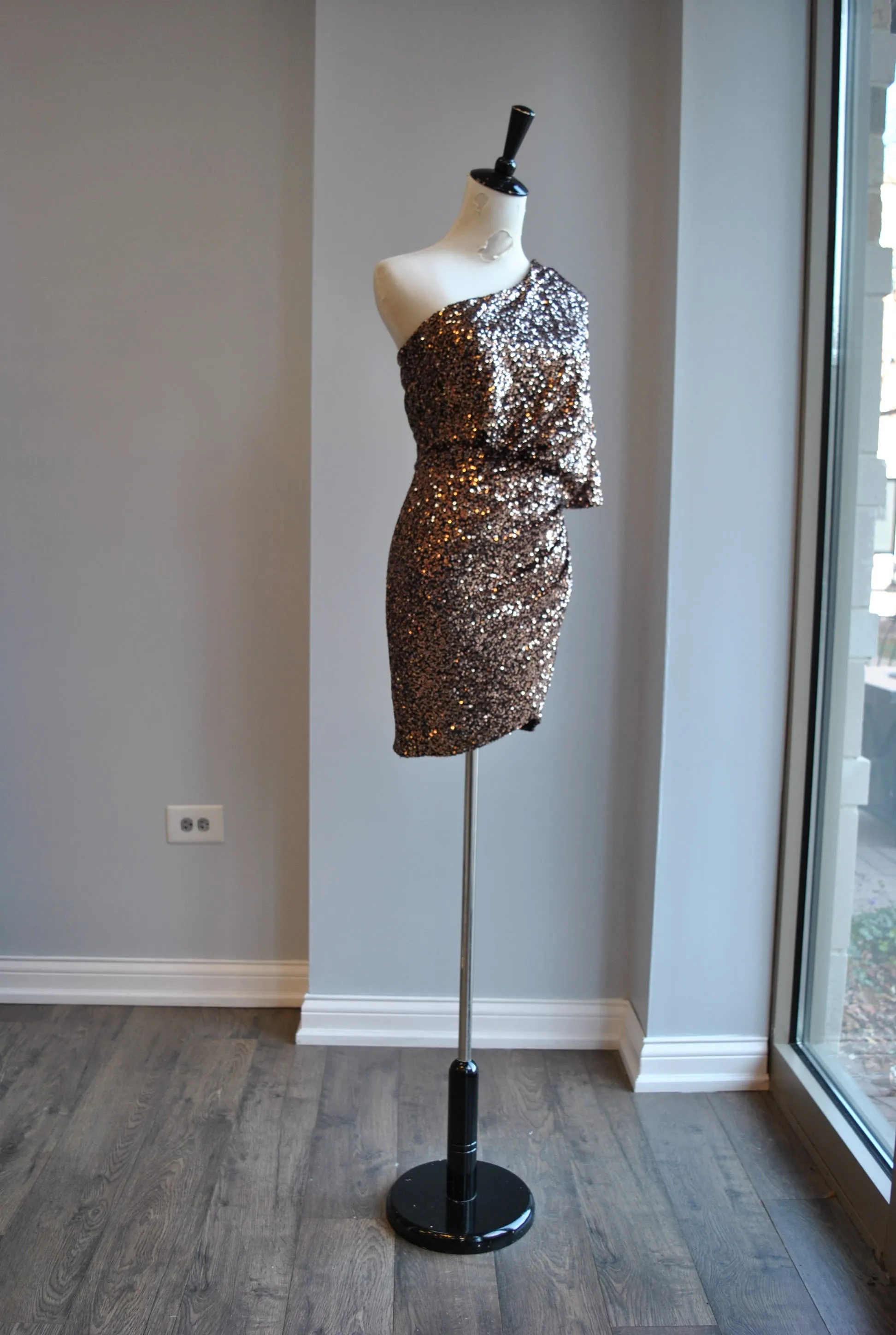 CLEARANCE - BRONZE SEQUIN MINI PARTY DRESS