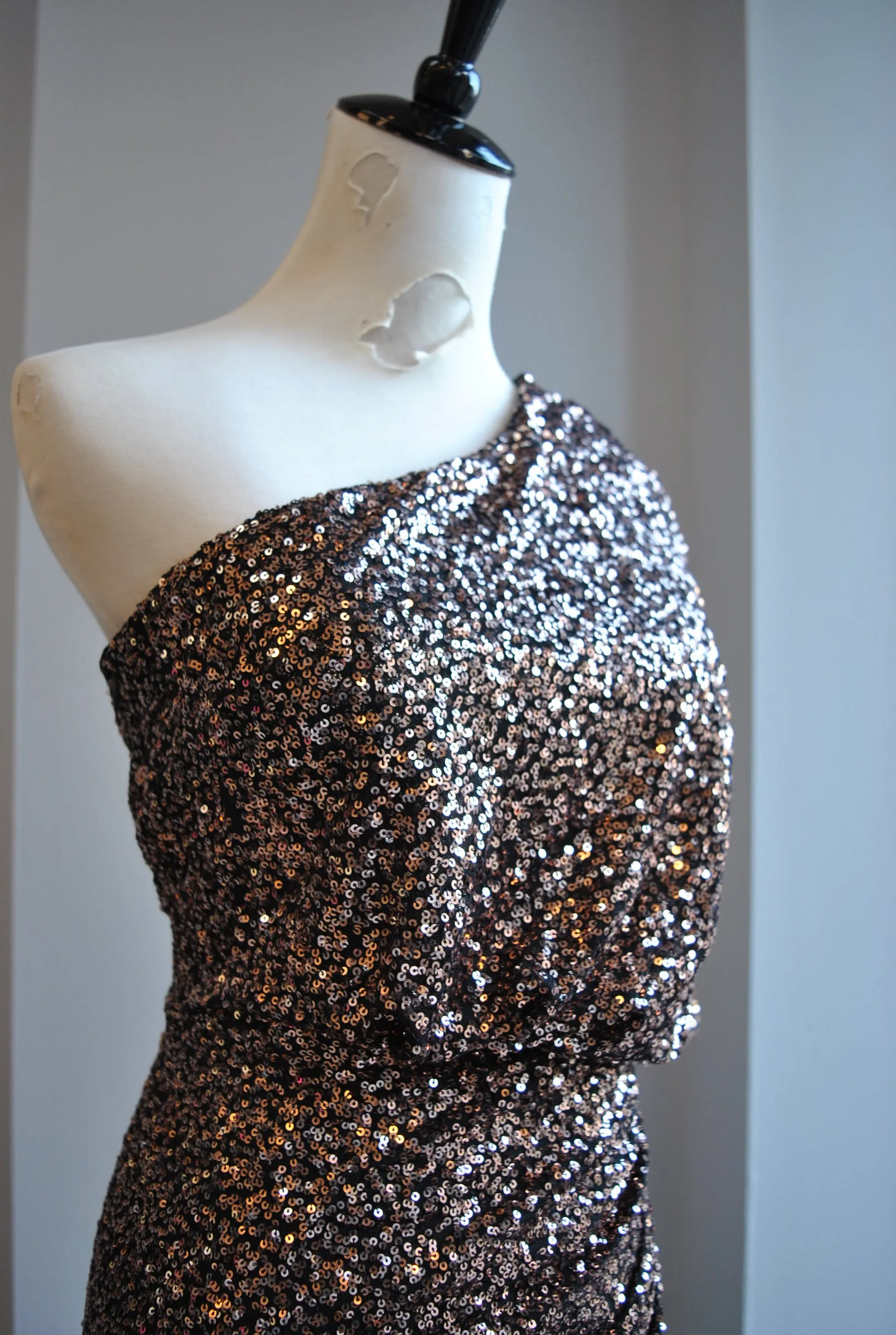 CLEARANCE - BRONZE SEQUIN MINI PARTY DRESS