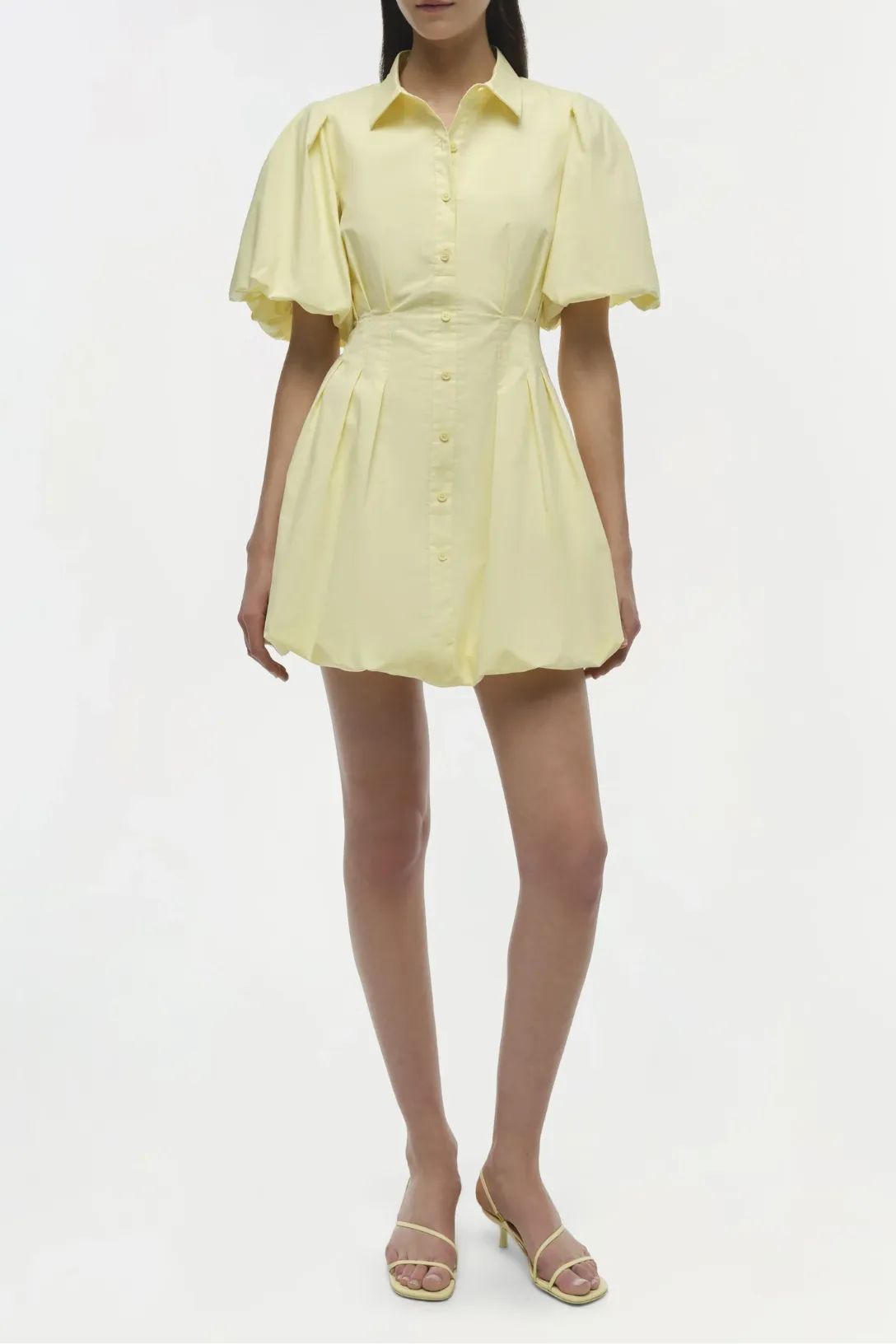 Cleo Balloon Pintuck Mini Dress | Buttercream