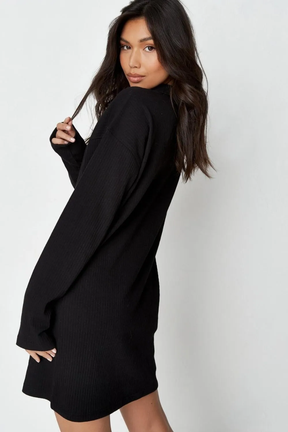 Collared full sleevs mini dress