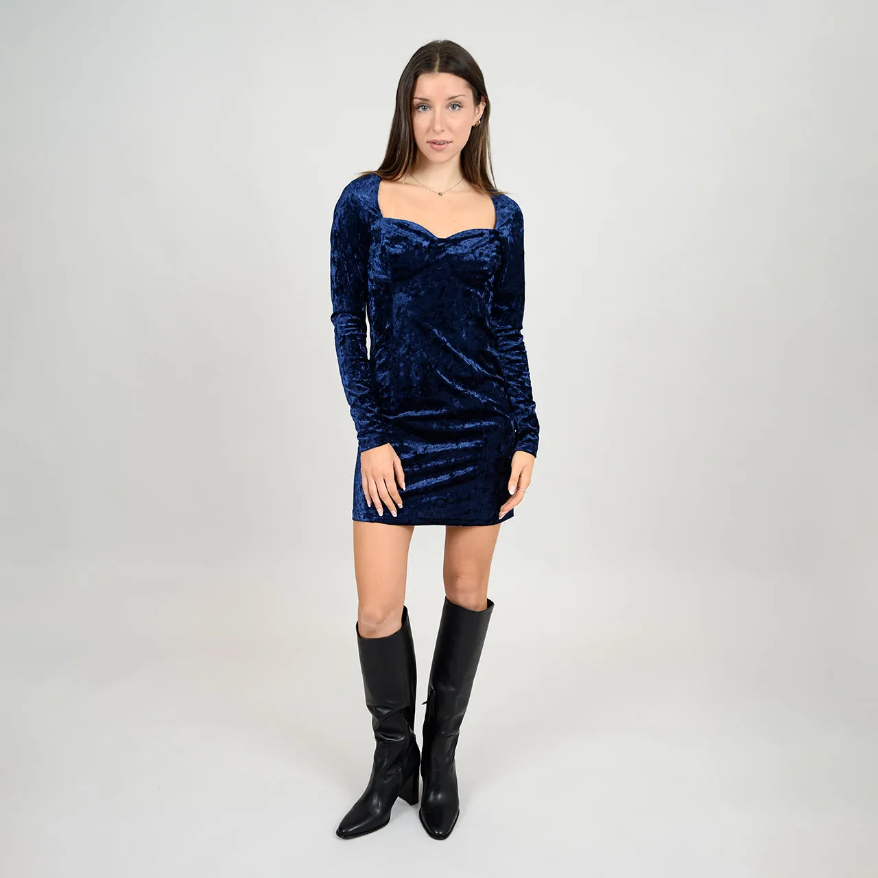 Corsetta Corsette Dress in Navy Velvet