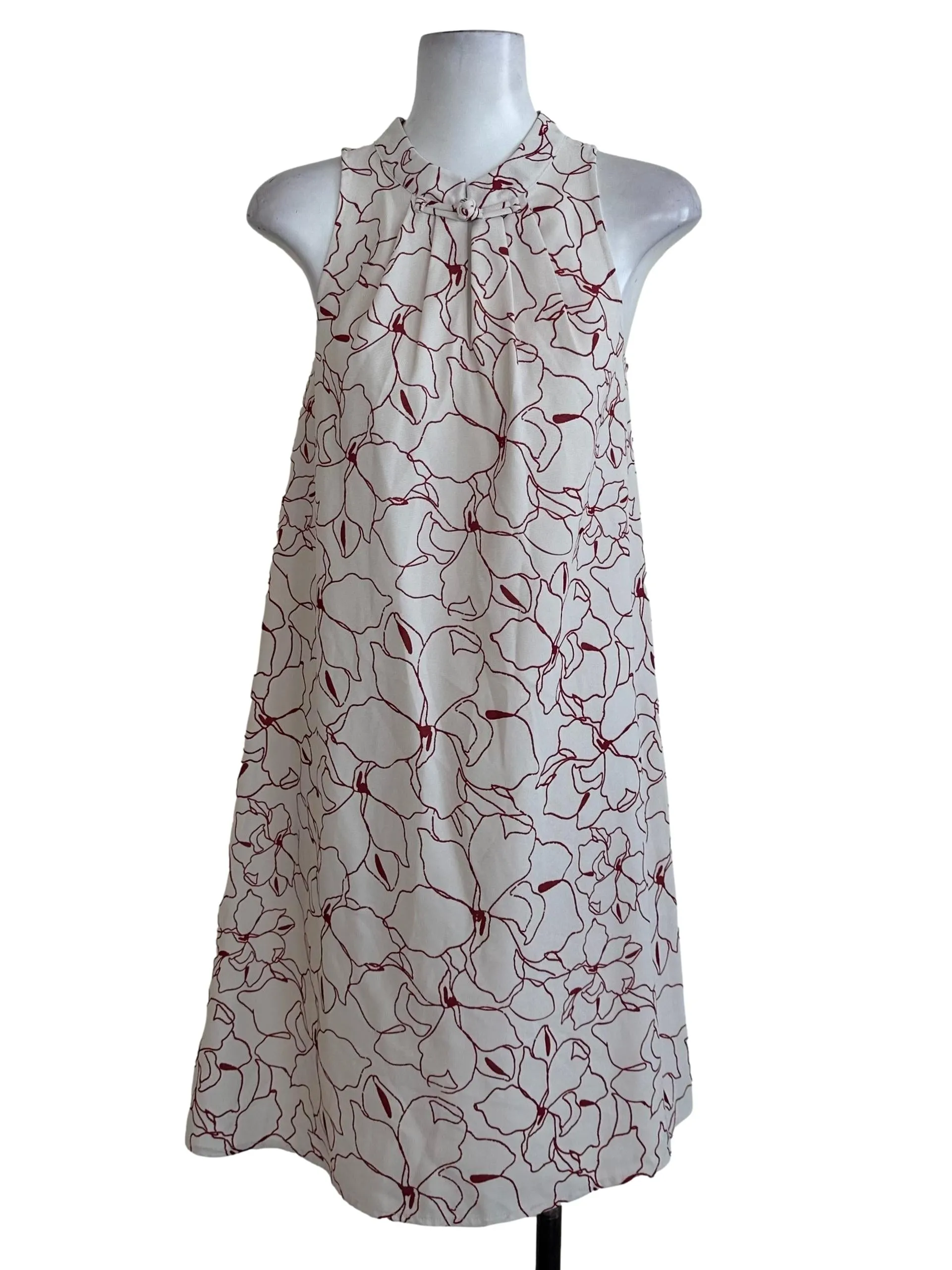 Cream Red Pattern Dress