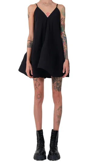 Creased Cotton Mini Dress with Cami Straps