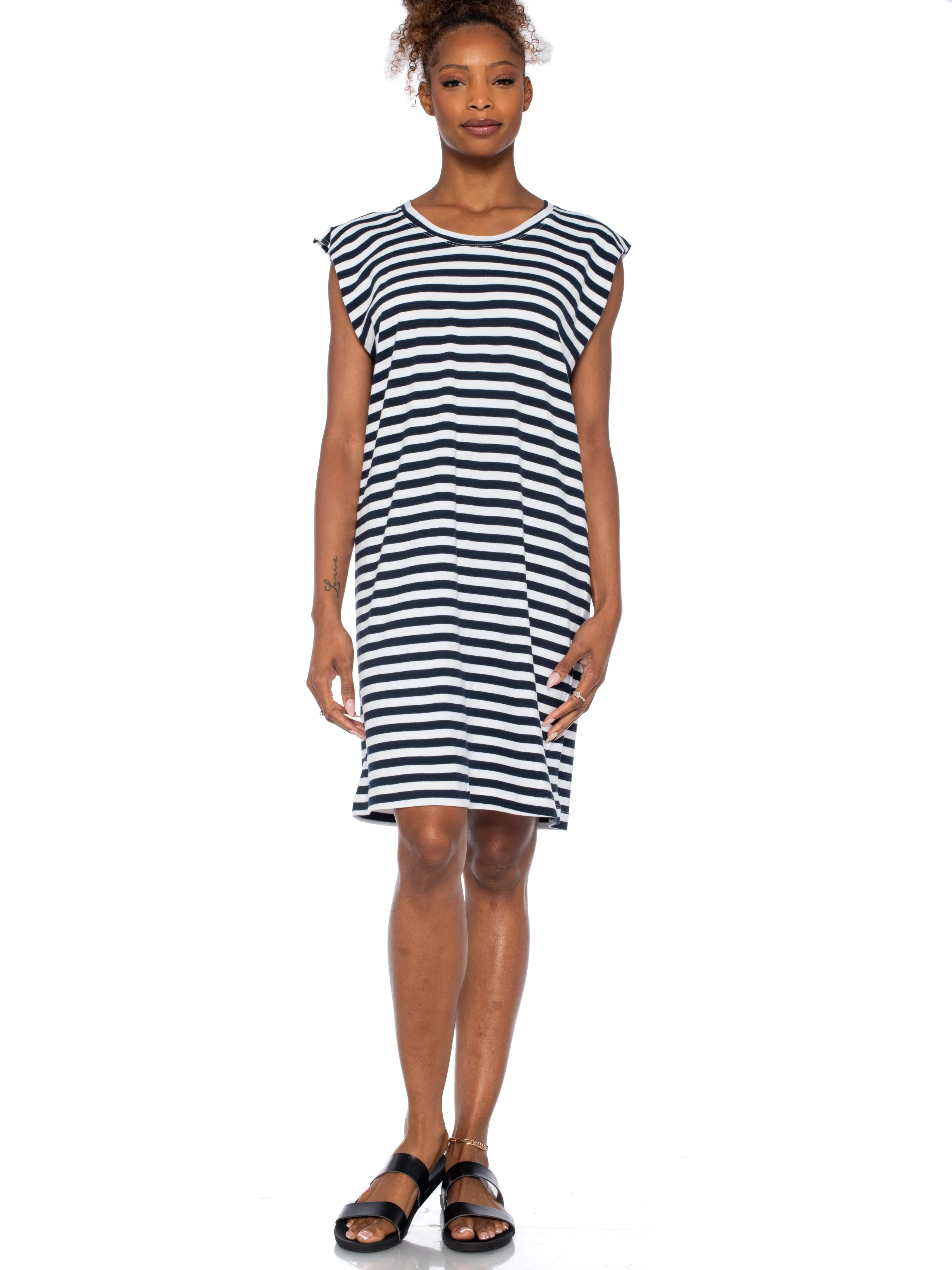 Crew Neck Flutter Sleeve Dress