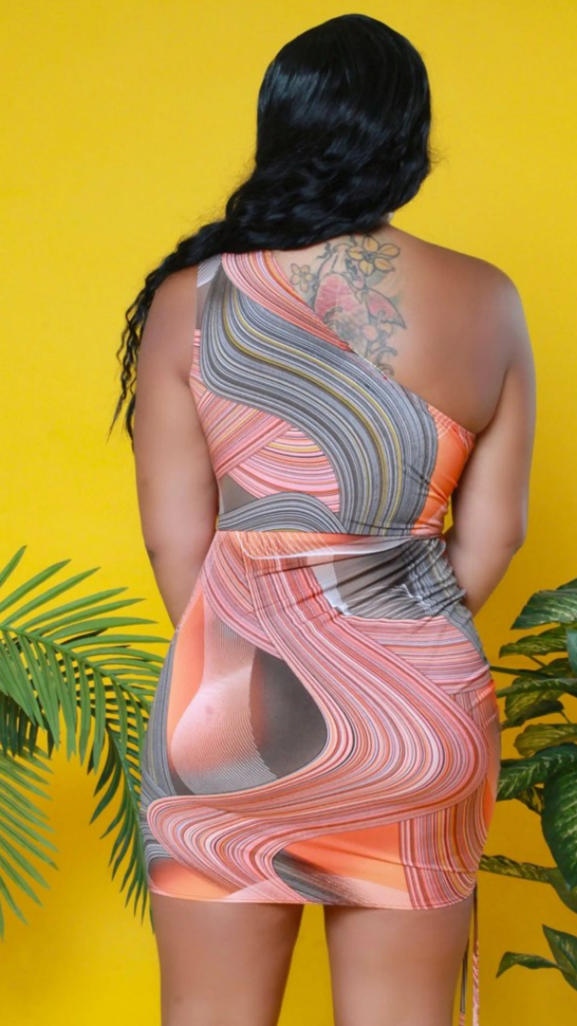 Cut Me Out One Shoulder Mini Dress | Orange