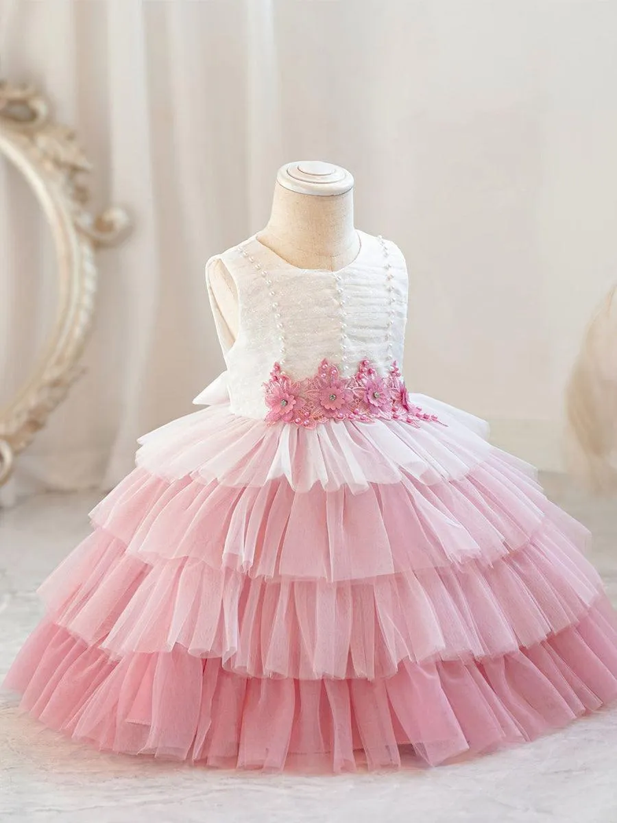 Cute Layer Mesh Sleevelss Princess Flower Girl Dress MKD1004