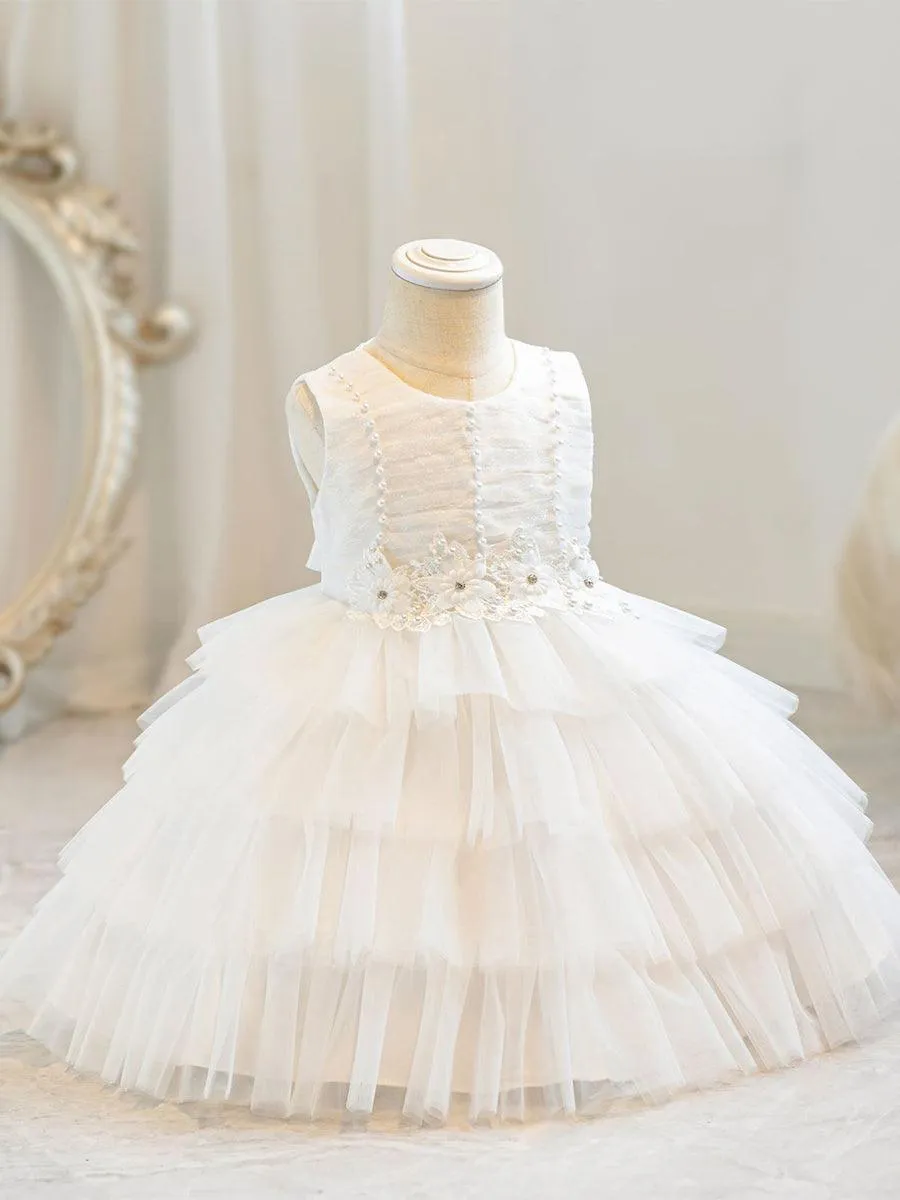 Cute Layer Mesh Sleevelss Princess Flower Girl Dress MKD1004