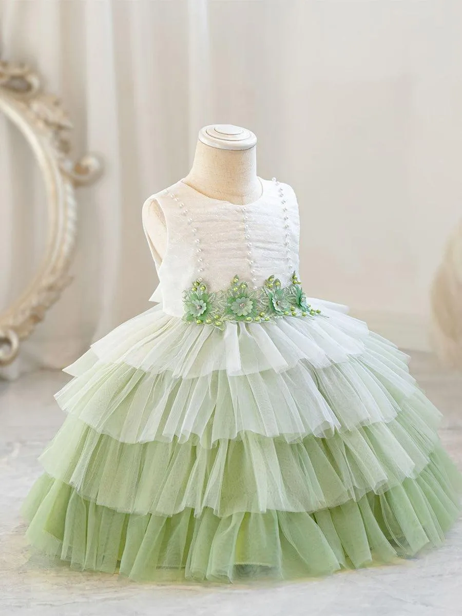 Cute Layer Mesh Sleevelss Princess Flower Girl Dress MKD1004